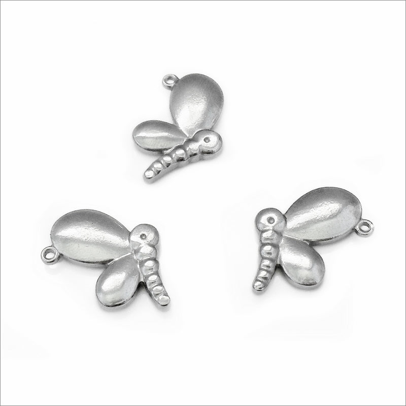 5 Solid Stainless Steel Cute Butterfly Charms