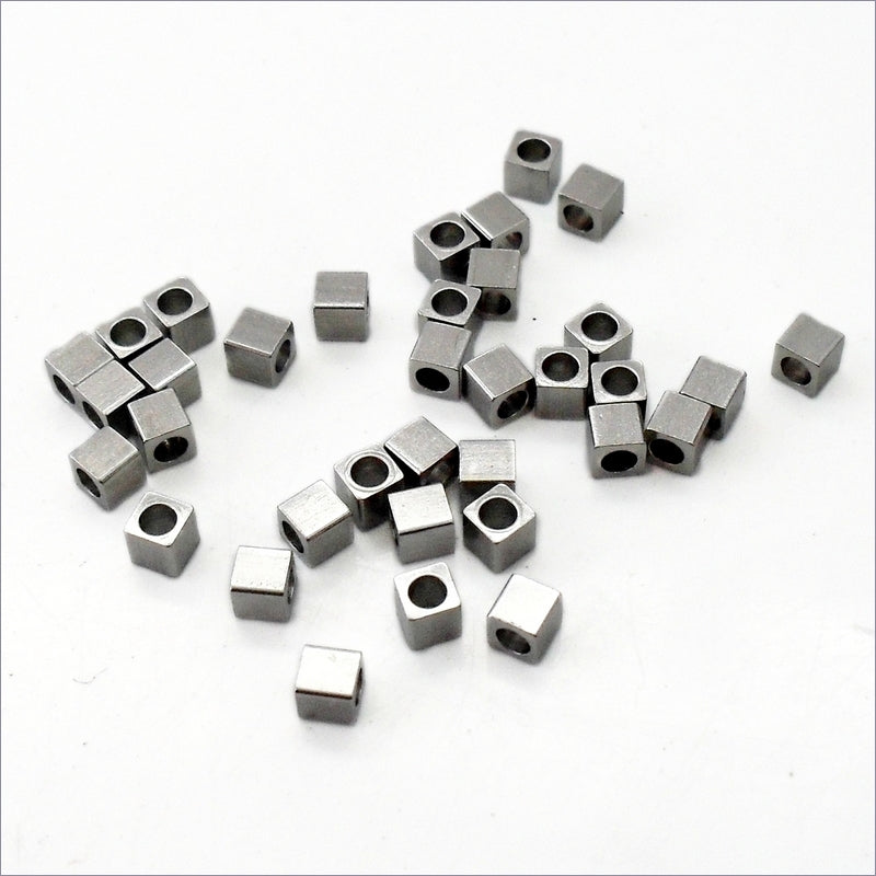 50 Stainless Steel 3mm Cube Spacer Beads