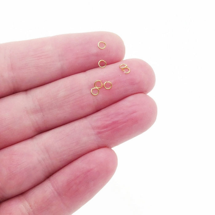 500 Tiny Gold Tone Stainless Steel 3mm x 0.4mm Open Jump Rings