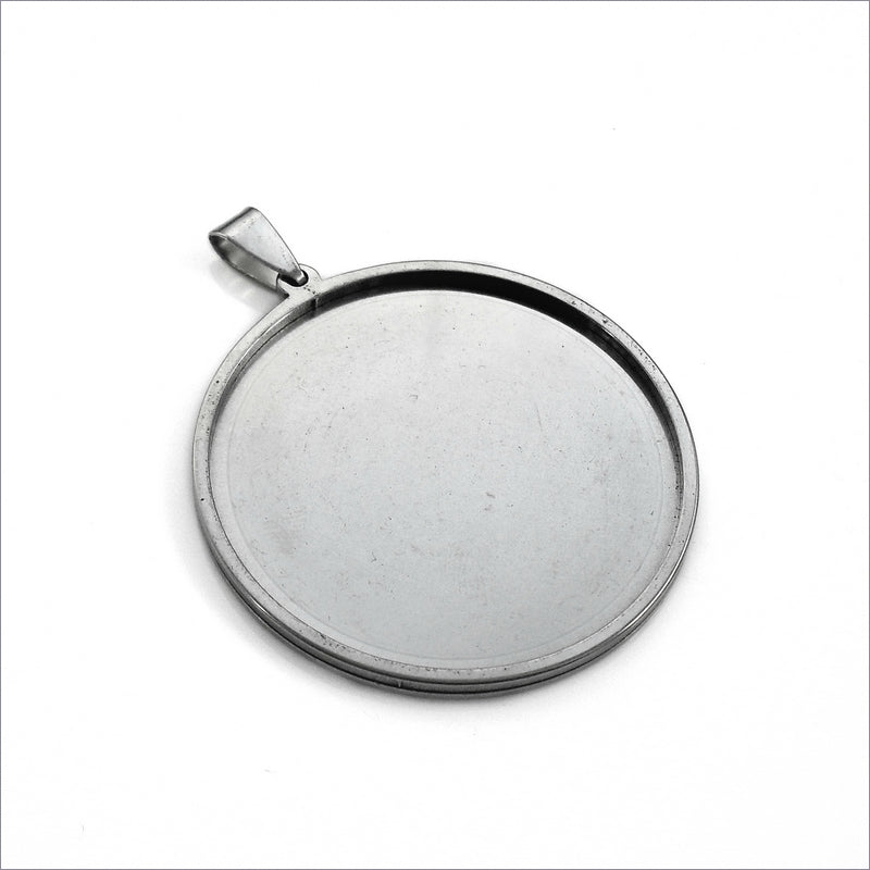 Stainless Steel Solid 40mm Round Cabochon Settings