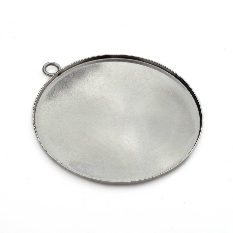 10 Stainless Steel 40mm Round Cabochon Pendant Settings