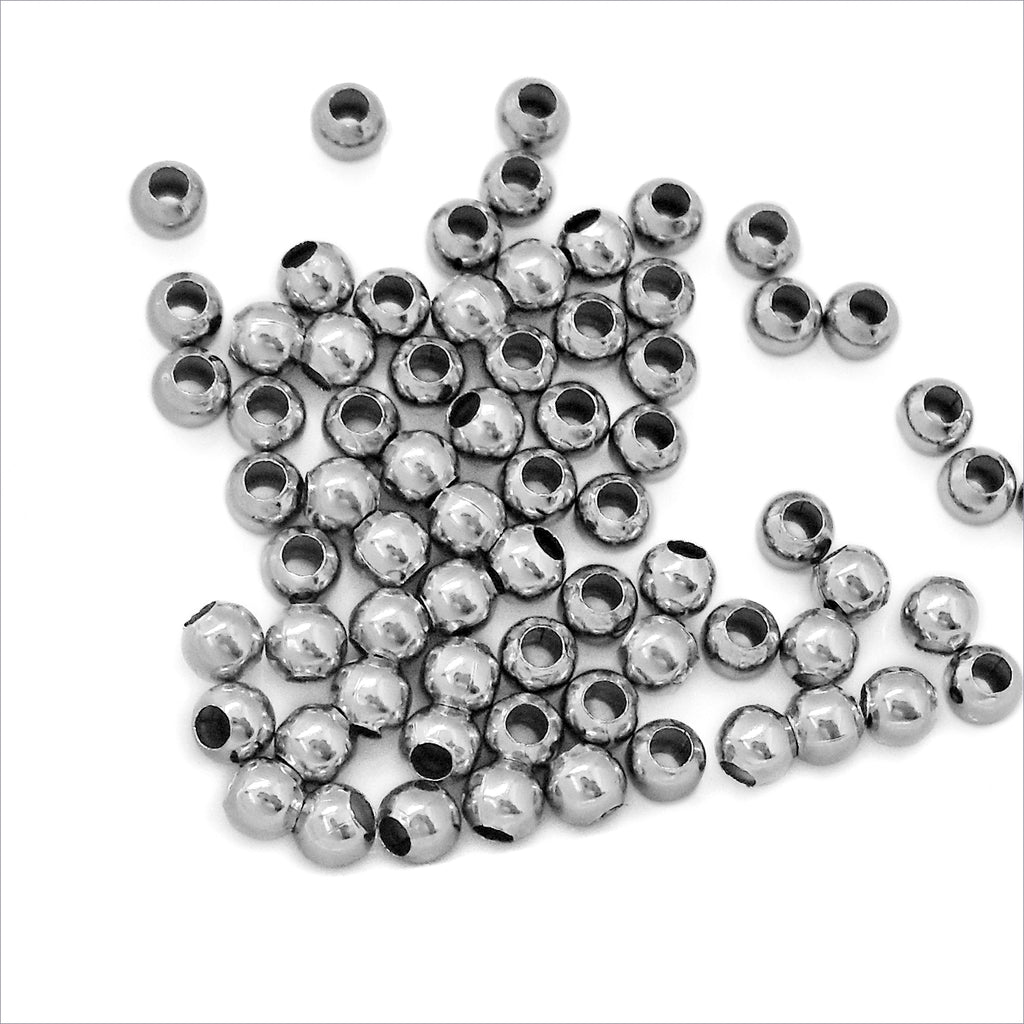 150 Stainless Steel 4mm Round Hollow Spacer Beads