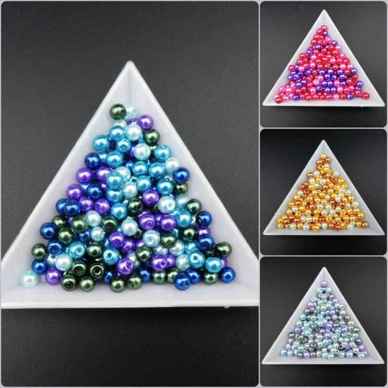 200 Mixed Colour 4mm Glass Pearl Beads