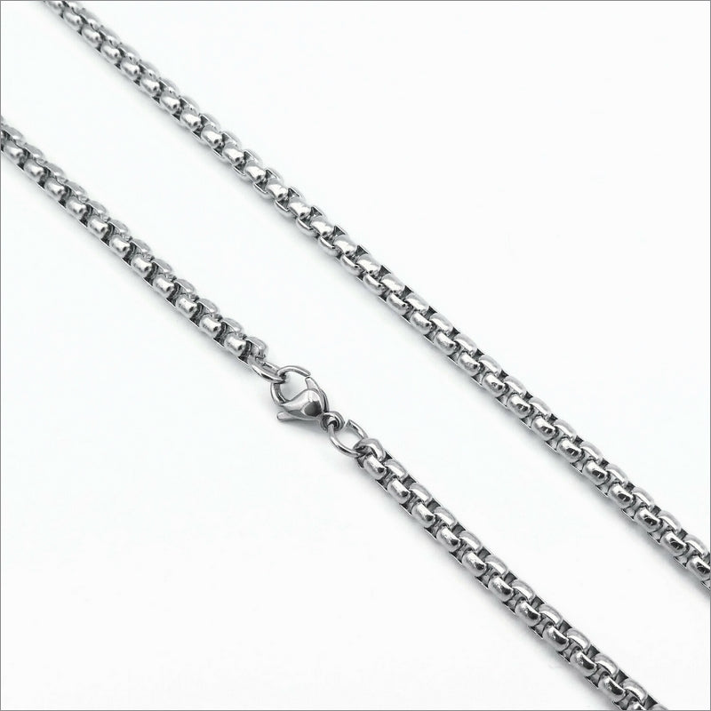 2 Stainless Steel 4mm Rolo Chain Necklaces