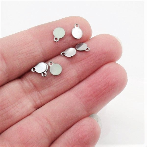 100 Tiny 5mm Stainless Steel Round Blank Tags