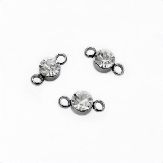 10 Clear Glass 5mm Crystal Round Rhinestone Connectors