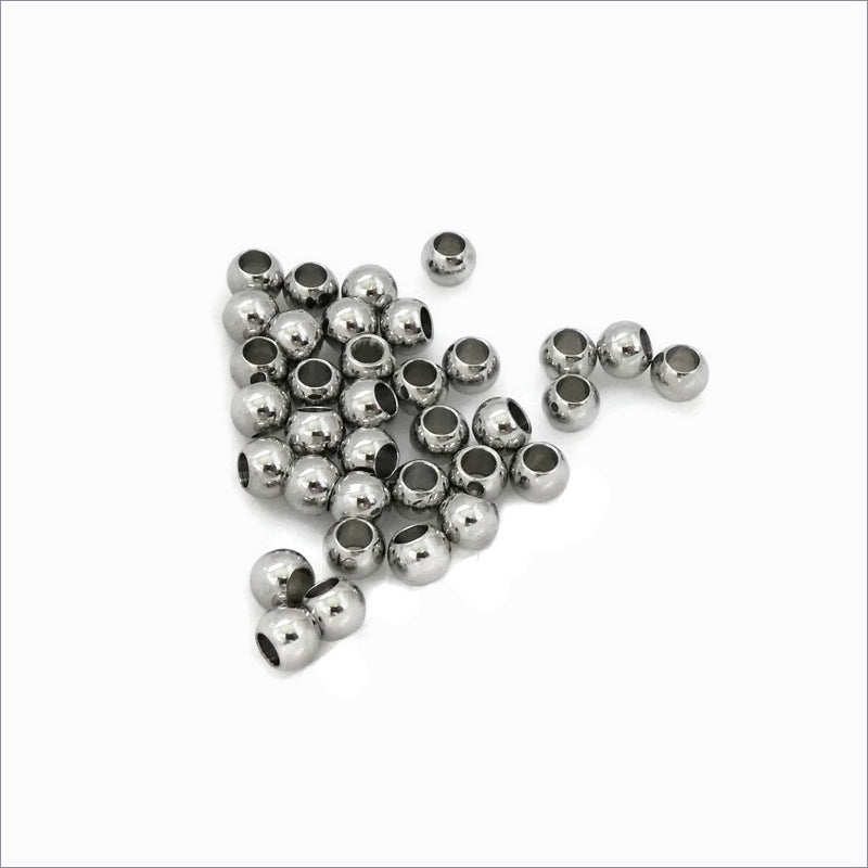 25 Stainless Steel 5mm x 4mm Round Drum Beads