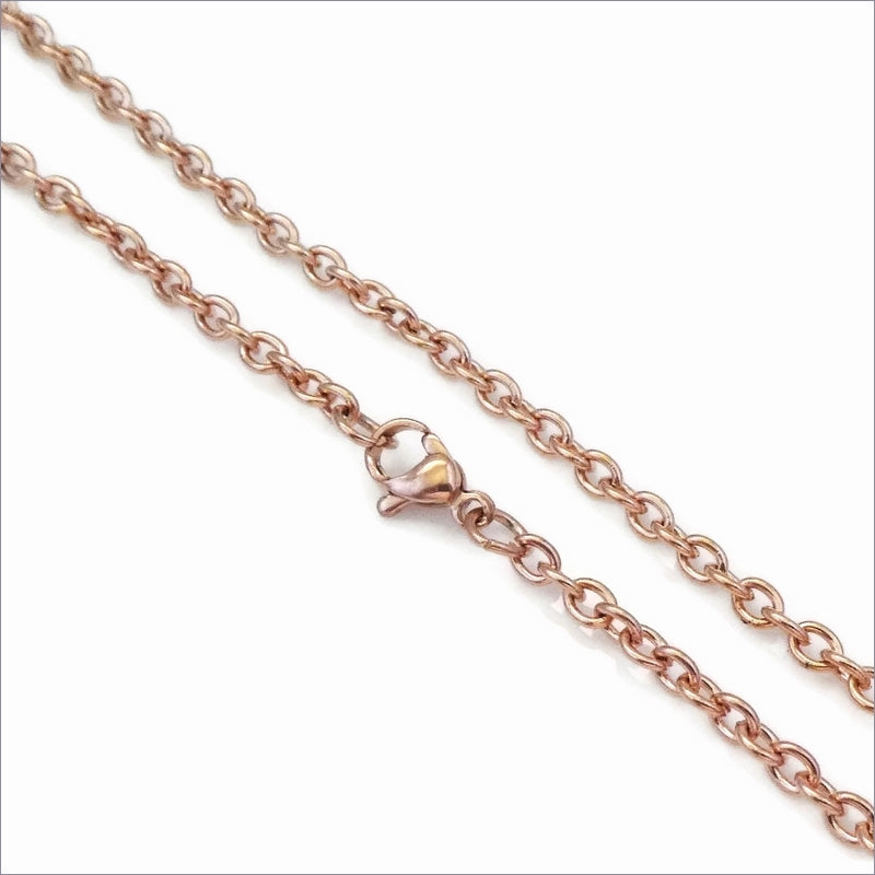 2 Stainless Steel 60cm Rose Gold Tone Cable Chain Necklaces
