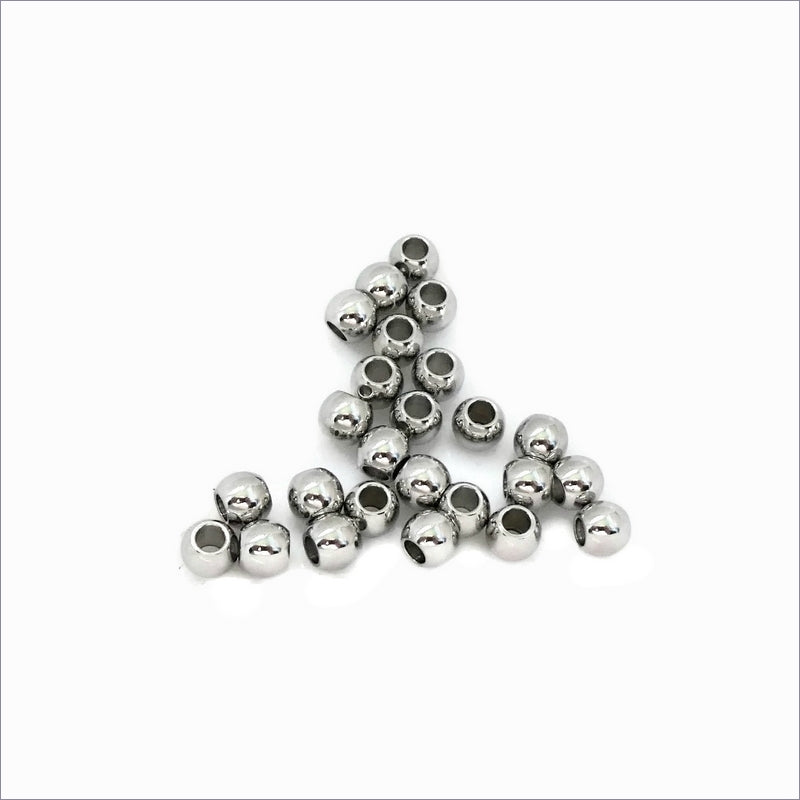 25 Stainless Steel 6mm x 4.5mm Round Drum Beads