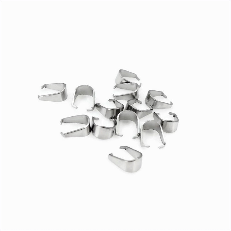 50 Stainless Steel 6mm x 3mm Pendant Pinch Bails