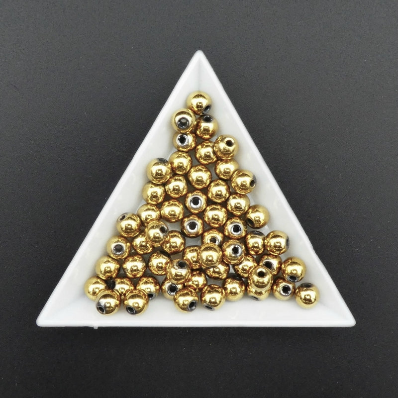 25 Synthetic Hematite 6mm Round Beads