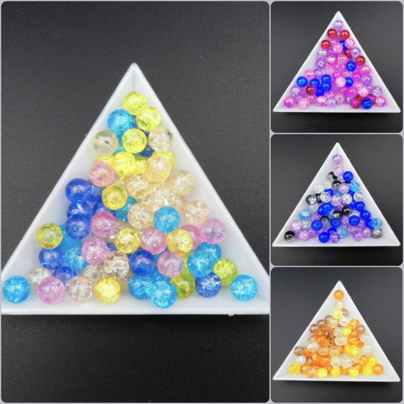 50 Mixed Colour 6mm Crackle Glass Beads