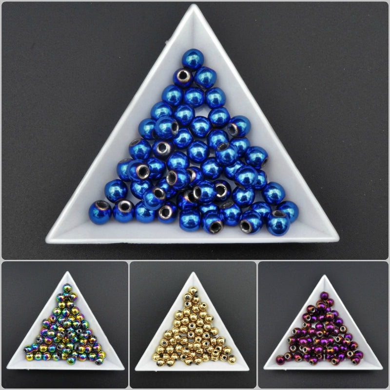 25 Synthetic Hematite 6mm Round Beads