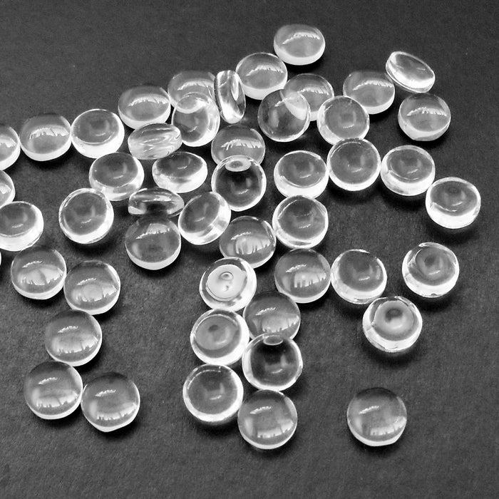 100 Round Domed 6mm Clear Glass Cabochons