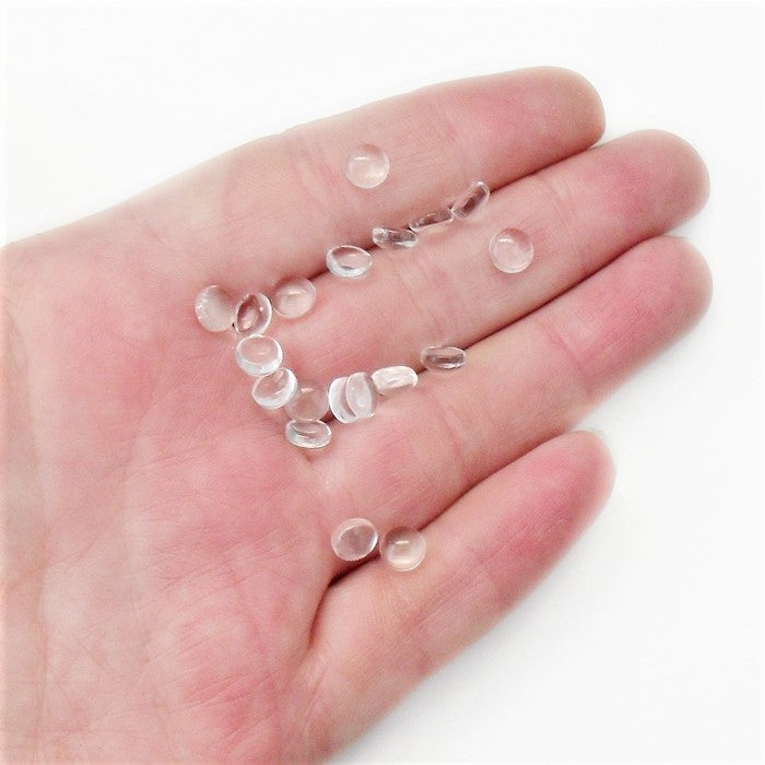 100 Round Domed 6mm Clear Glass Cabochons