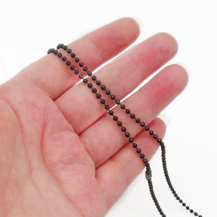 1 Black 2.4mm Stainless Steel 75cm Ball Chain Necklace