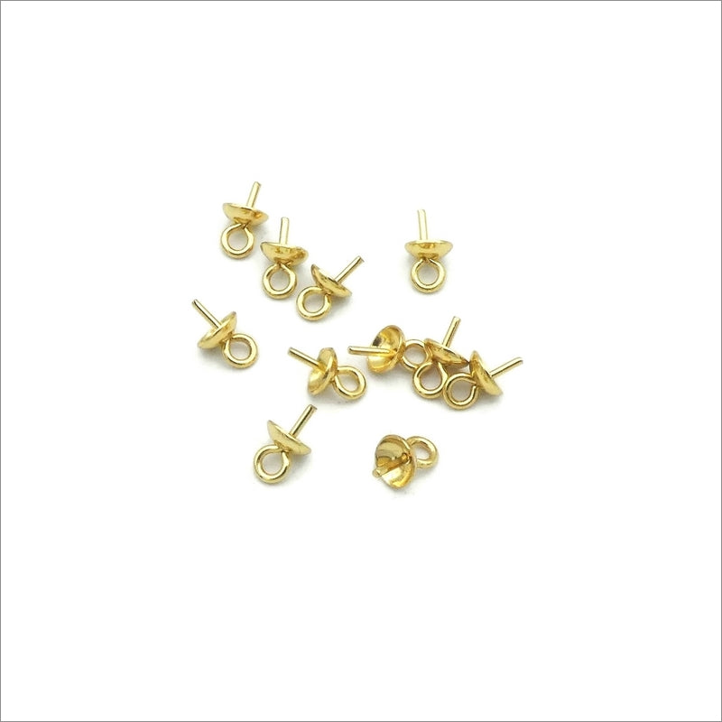 20 Gold Tone Stainless Steel 7mm x 4mm Cup Peg Bails