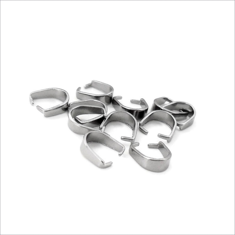 50 Stainless Steel 7mm x 2mm Pendant Pinch Bails