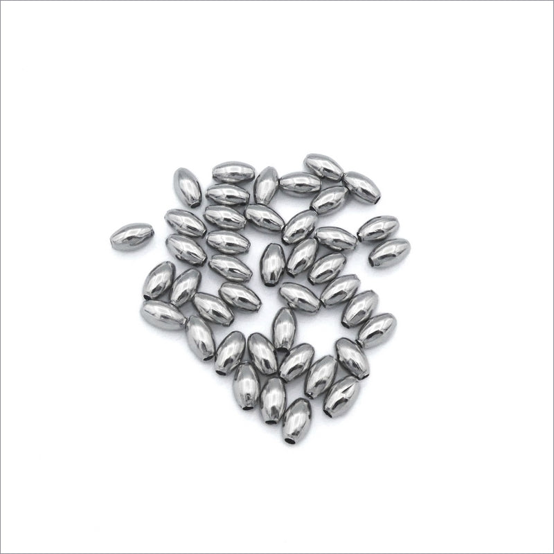 50 Stainless Steel Hollow 7mm x 5mm Rice Beads