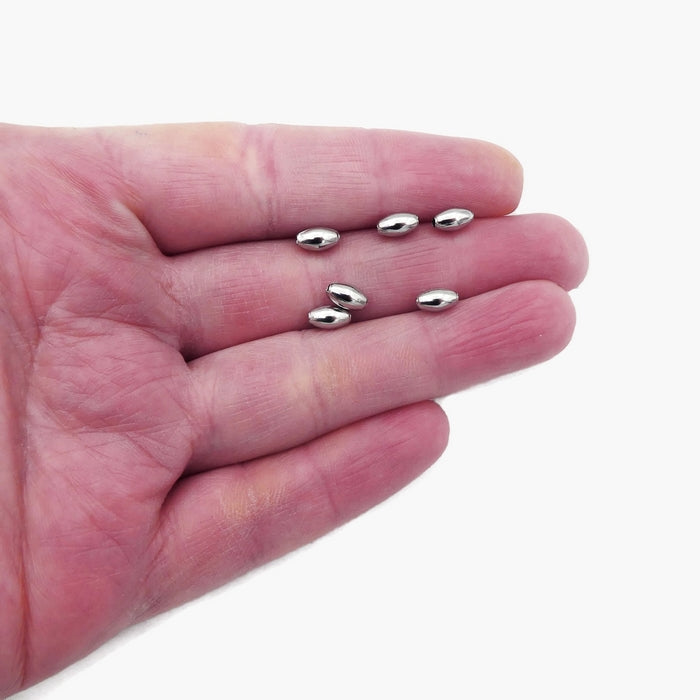 50 Stainless Steel Hollow 7mm x 5mm Rice Beads