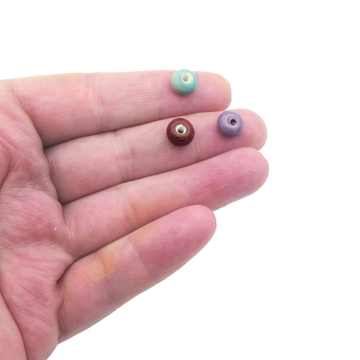 20 Glazed Porcelain 8mm x 5mm Mixed Colour Rondelle Beads