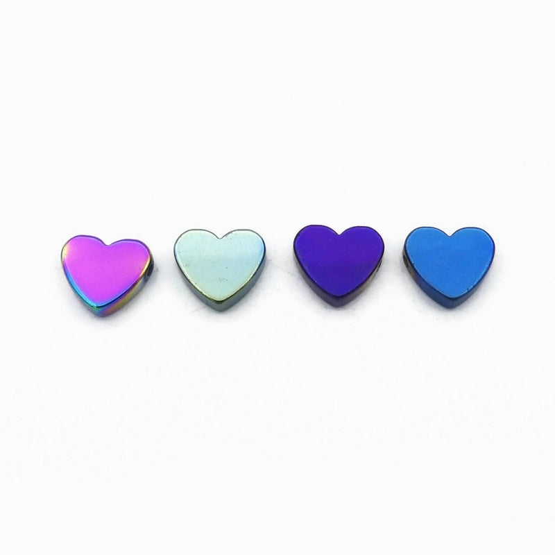 20 Mixed Colour Synthetic Hematite 8mm Heart Beads