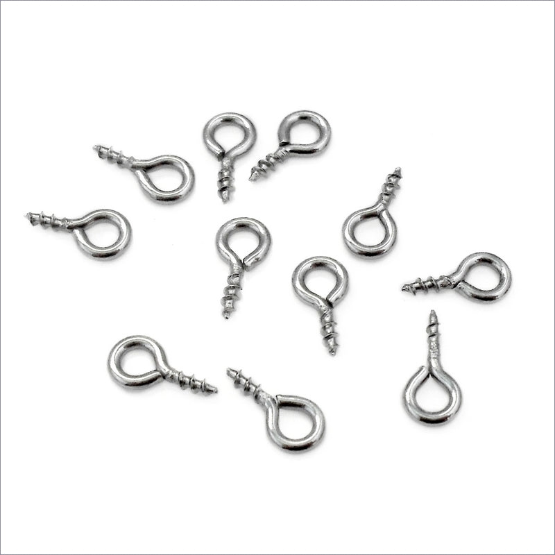 150 Tiny 8mm Stainless Steel Screw Eye Pin Bails