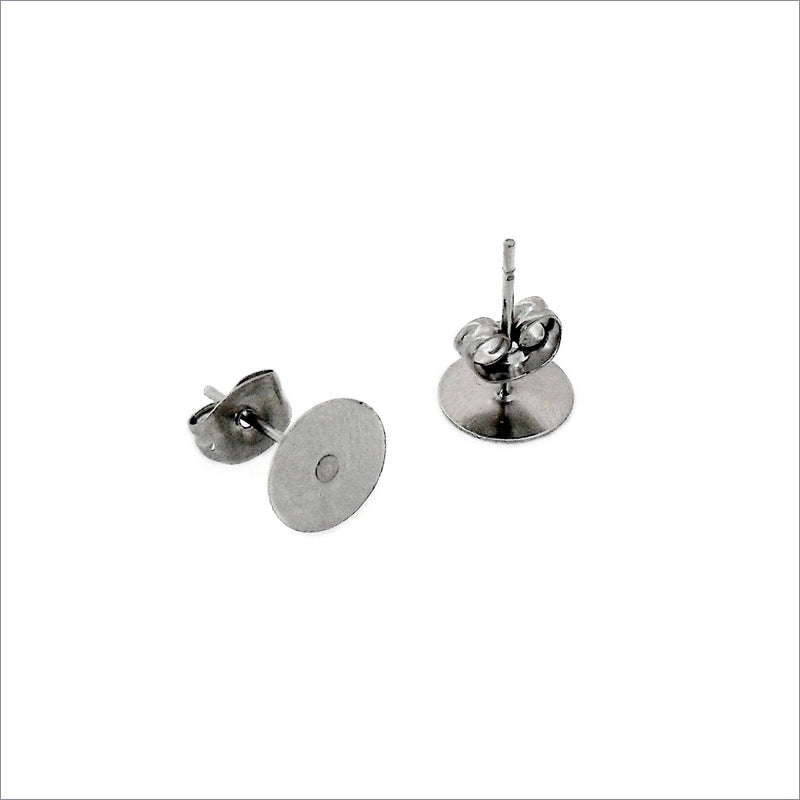 Stainless Steel 8mm Pad Stud Earrings