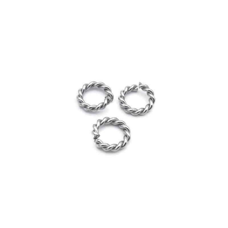 50 Stainless Steel 8mm x 1.4mm twisted Wire Jump Rings