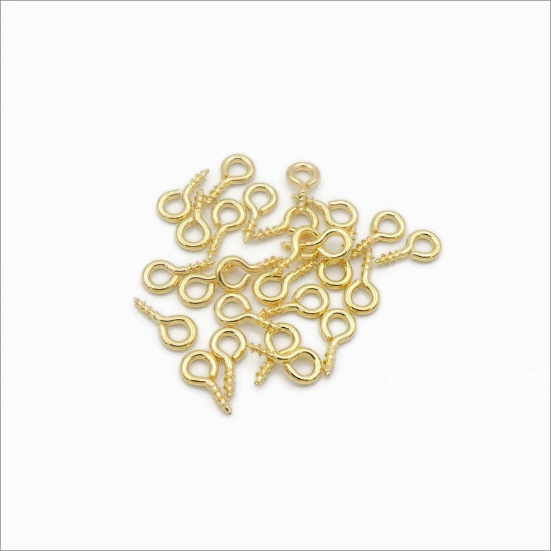 100 Gold Tone Stainless Steel 8mm Screw Eye Pin Bails