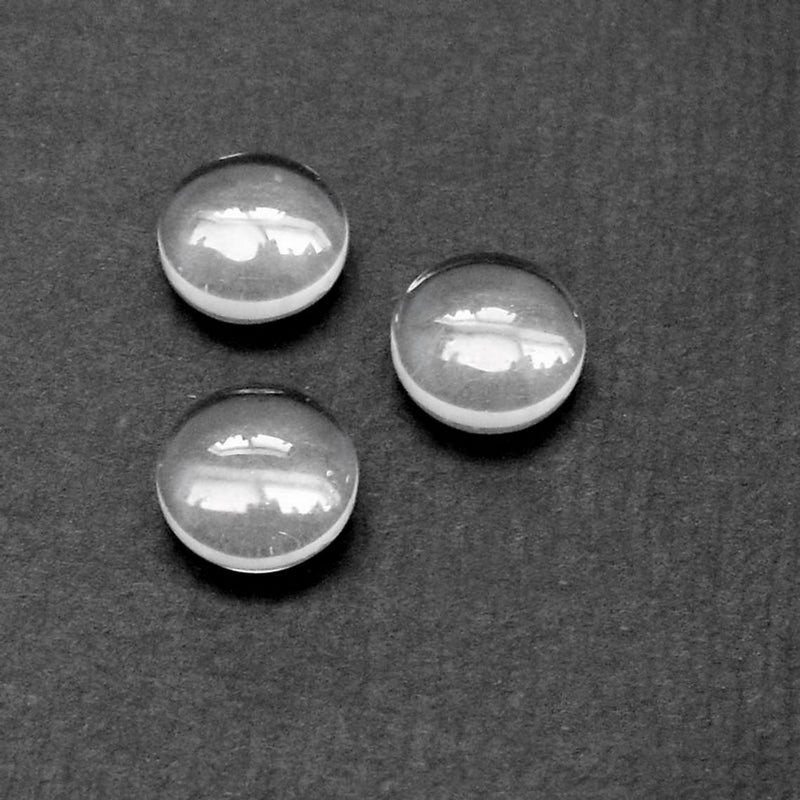 50 Round Domed 8mm Clear Glass Cabochons
