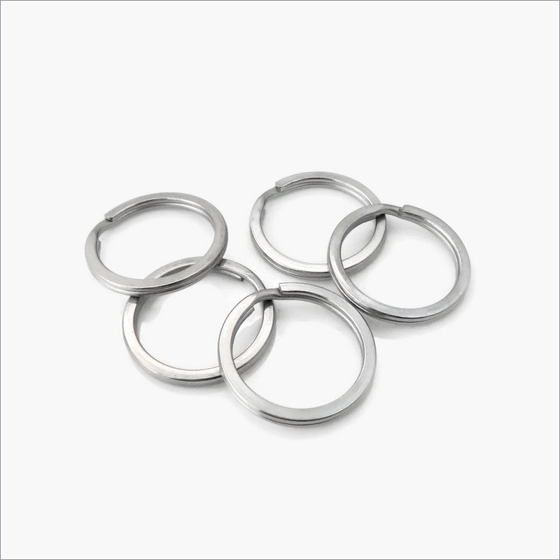 10 Stainless Steel Flat Wire 25mm Split Key Rings