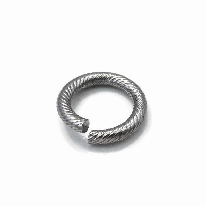 25 Stainless Steel 12.5mm Rope Textured Jump Rings