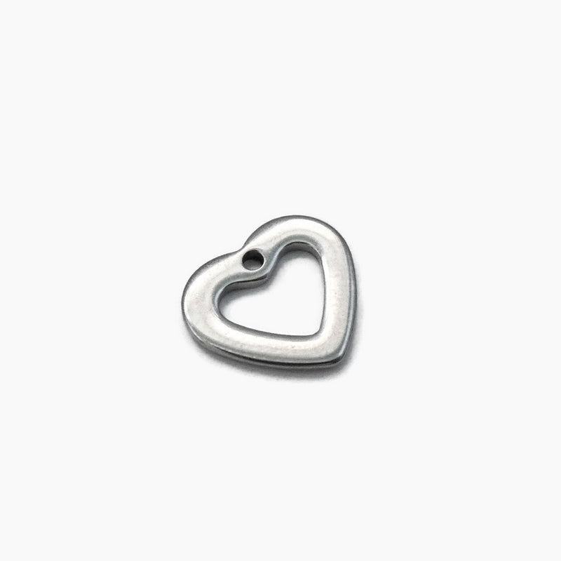 15 Small Stainless Steel Hollow Heart Washer Charms
