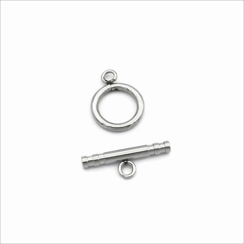 2 Stainless Steel Ridged Bar Toggle Clasps