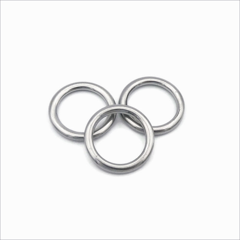 3 Solid Stainless Steel 19mm Closed Jump Rings