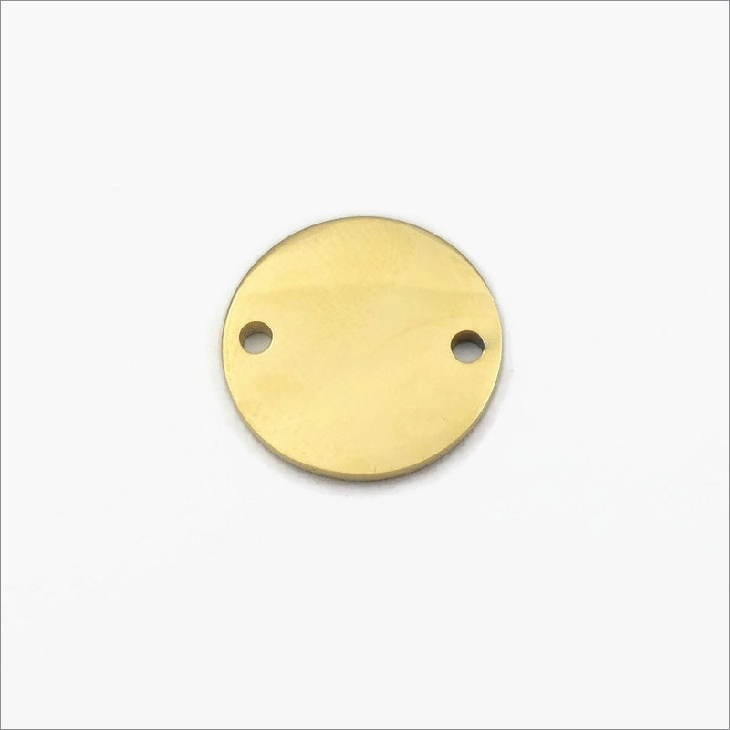 5 Premium Gold Tone Stainless Steel 15mm Round Connector Blanks