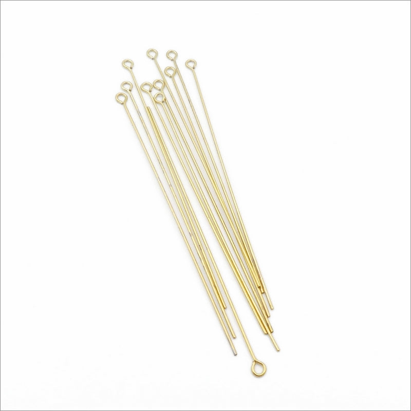 10 Gold Stainless Steel 75mm Eye Pins - Defect Batch