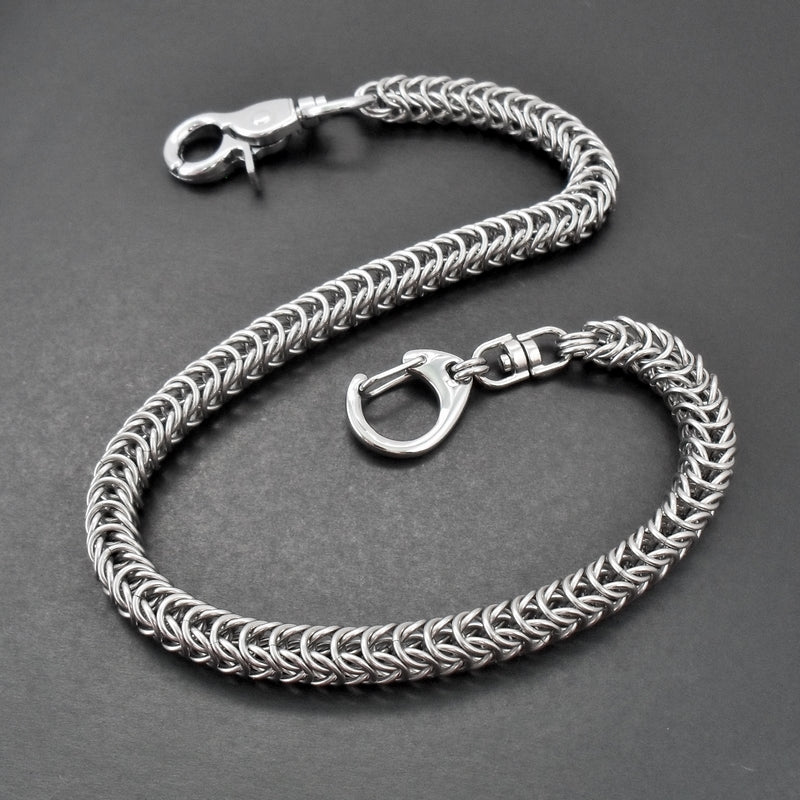 Stainless Steel Box Weave Chain Maille Long Wallet or Key Chain