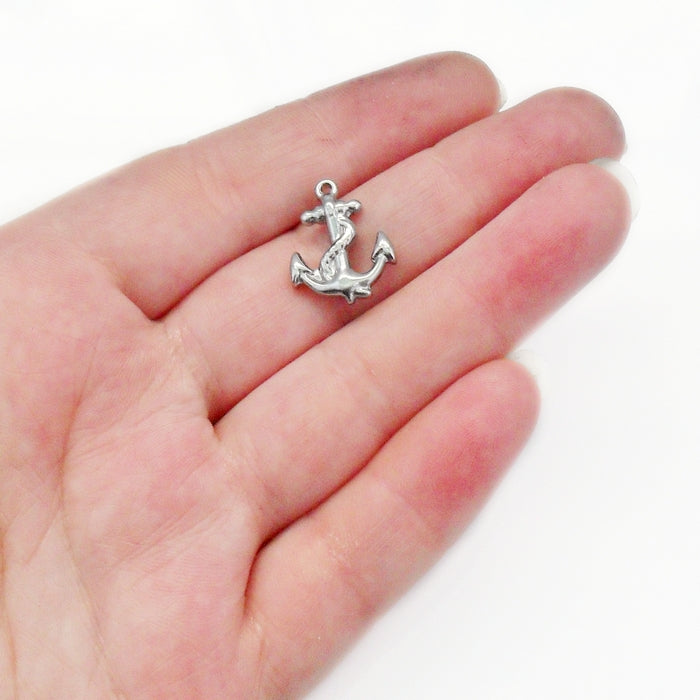 5 Solid Stainless Steel Anchor Charms