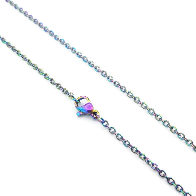 3 Rainbow Anodized Stainless Steel Cable Chain Necklaces