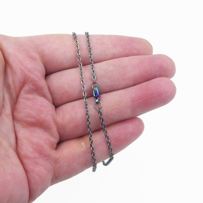 3 Rainbow Anodized Stainless Steel Cable Chain Necklaces