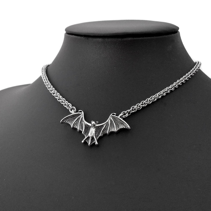 Stainless Steel Bat Pendant Choker Necklace