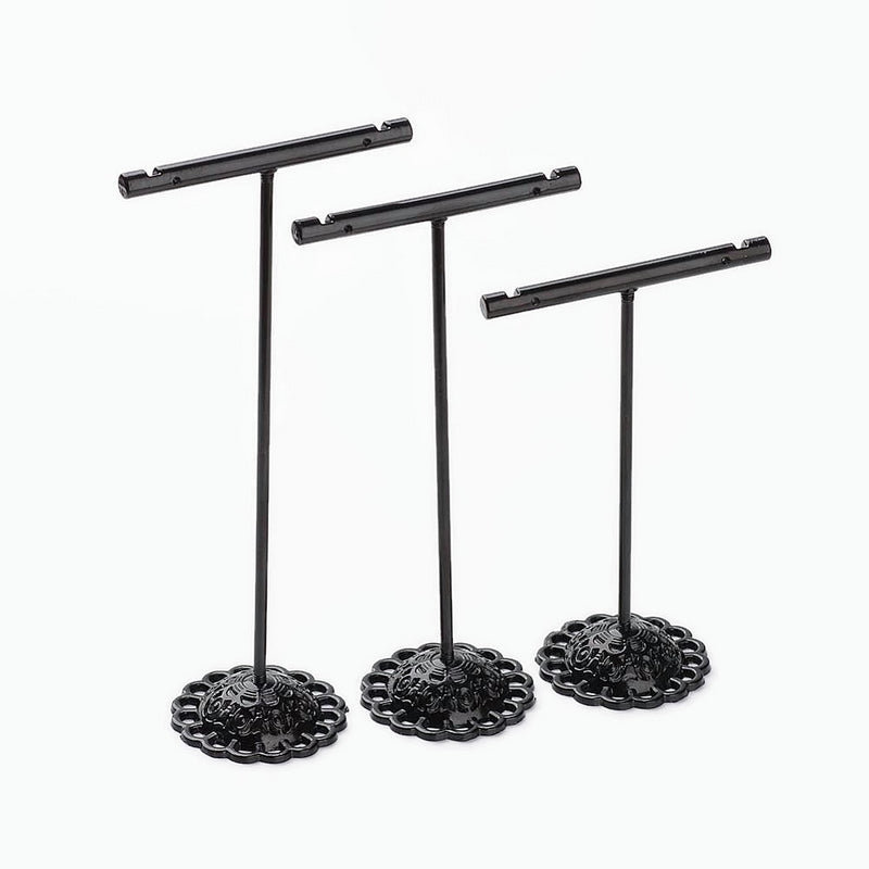 Set of 3 Black Iron T-Bar Earring Display Stands