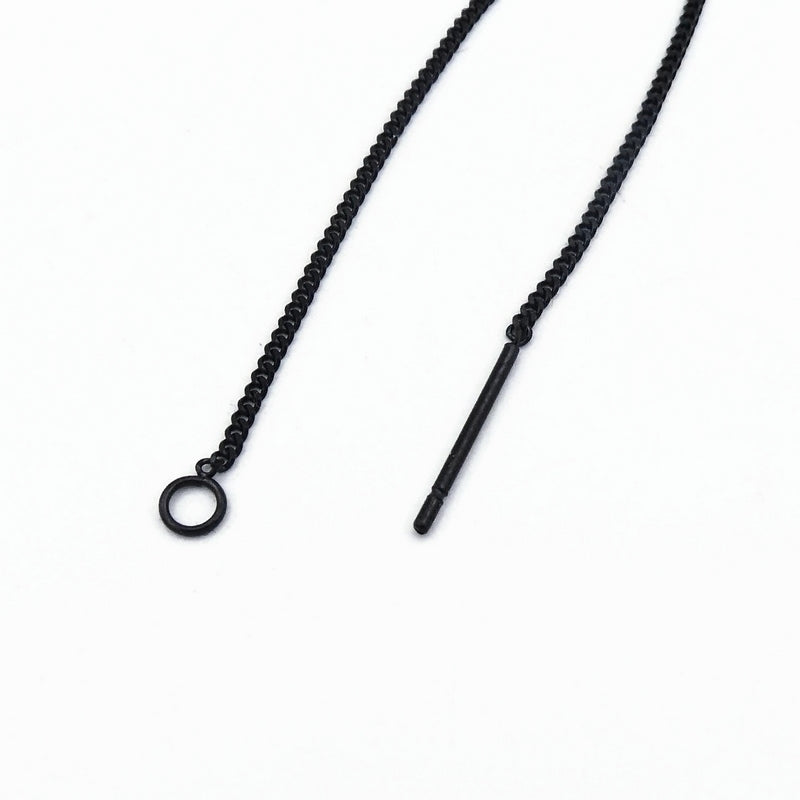 3 Pairs Black Stainless Steel 105mm Earring Threaders