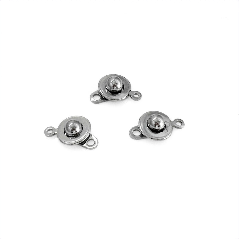 10 Stainless Steel Push Button Ball & Socket Clasps