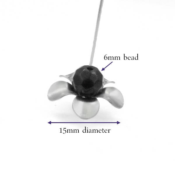 50 Stainless Steel Large Flower Bead Caps 15mm Diameter