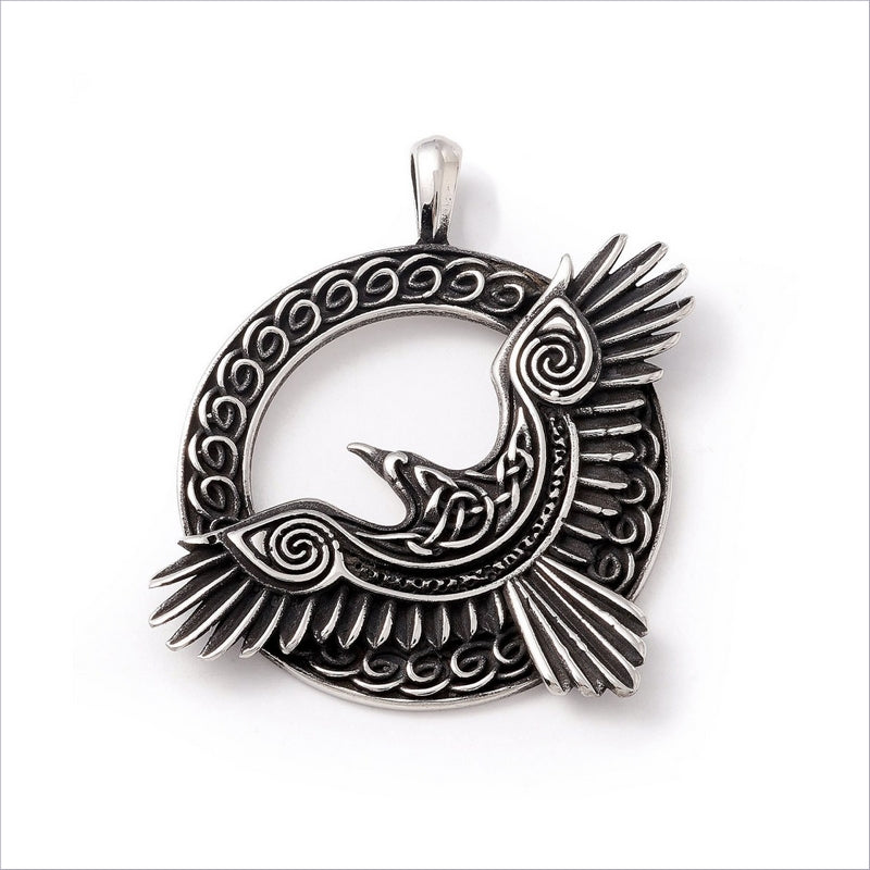 1 Large Stainless Steel Celtic Raven Pendant