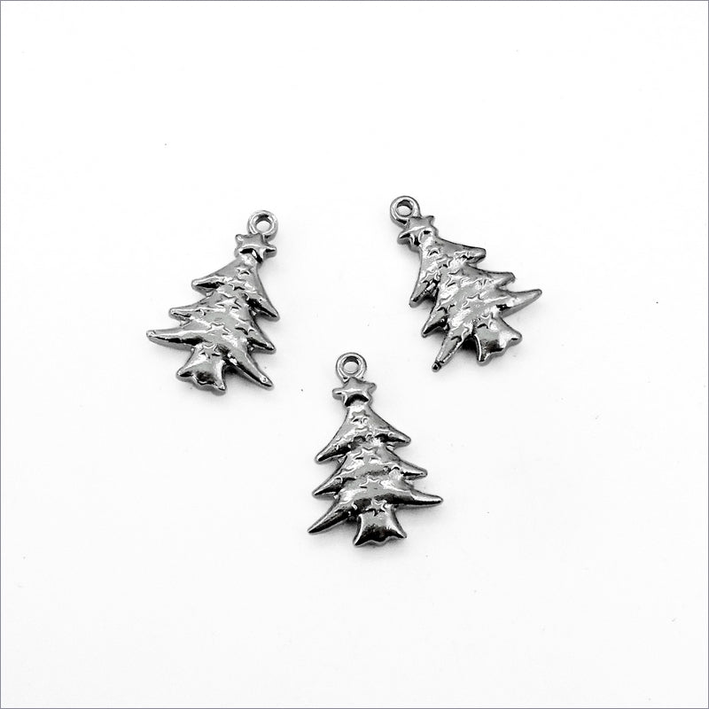 5 Solid Stainless Steel Christmas Tree Charms