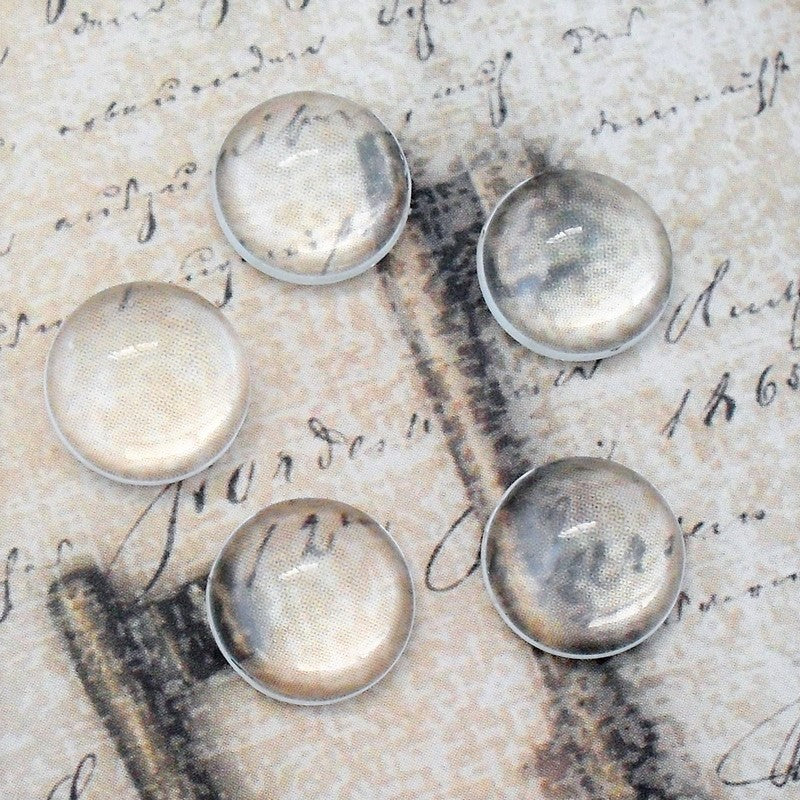 50 Round Domed 12mm Clear Glass Cabochons
